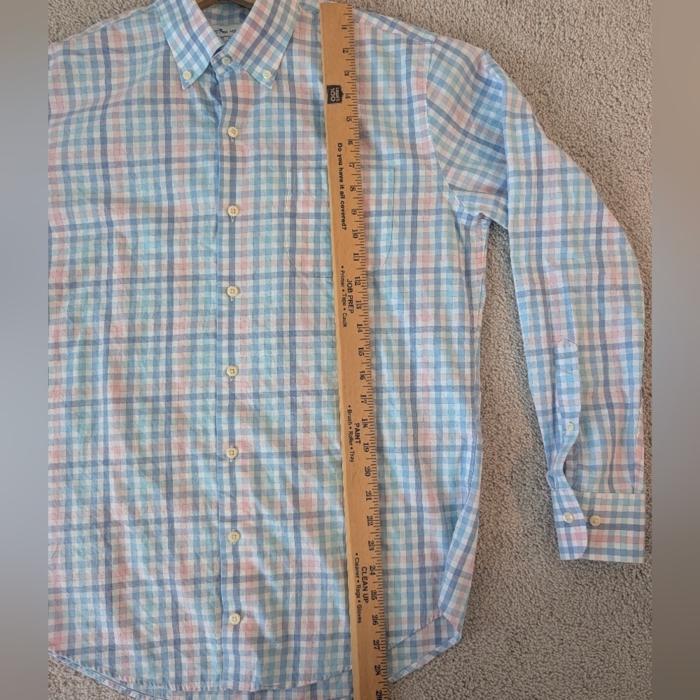 Peter Millar Shirt Men's Medium Multicolor Gingham Pattern Spring Easter - Picture 8 of 8
